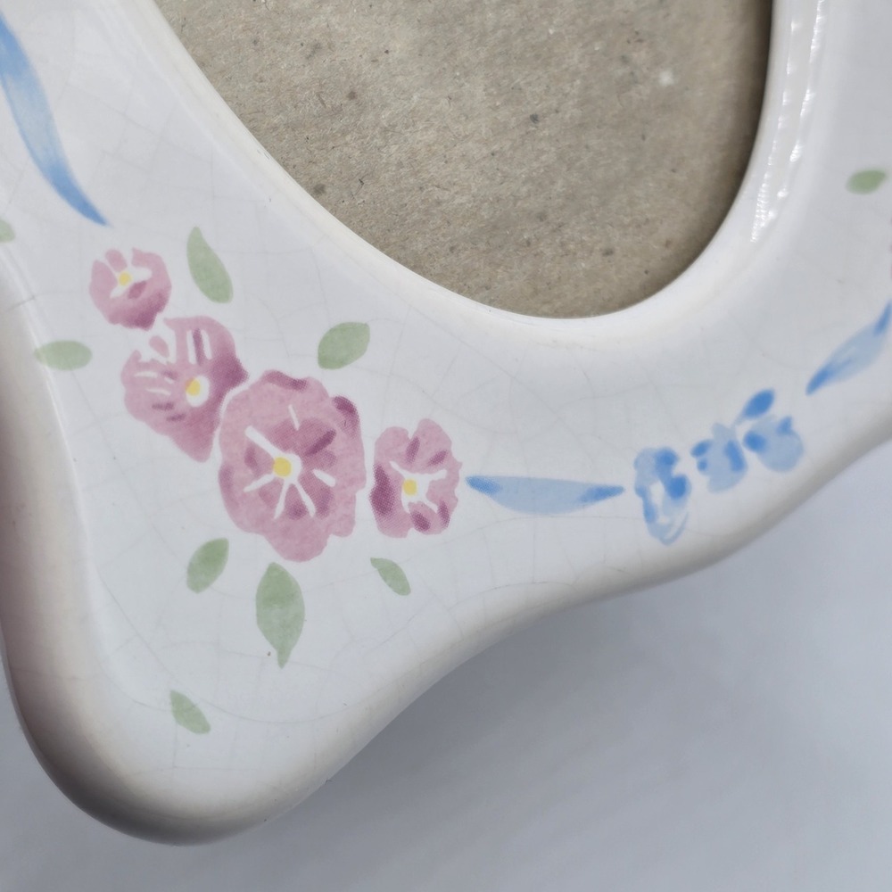 Ceramic Photo Frame Pink Tea Roses Simple Oval Display Cottagecore Vtg Granny - Picture 10 of 14